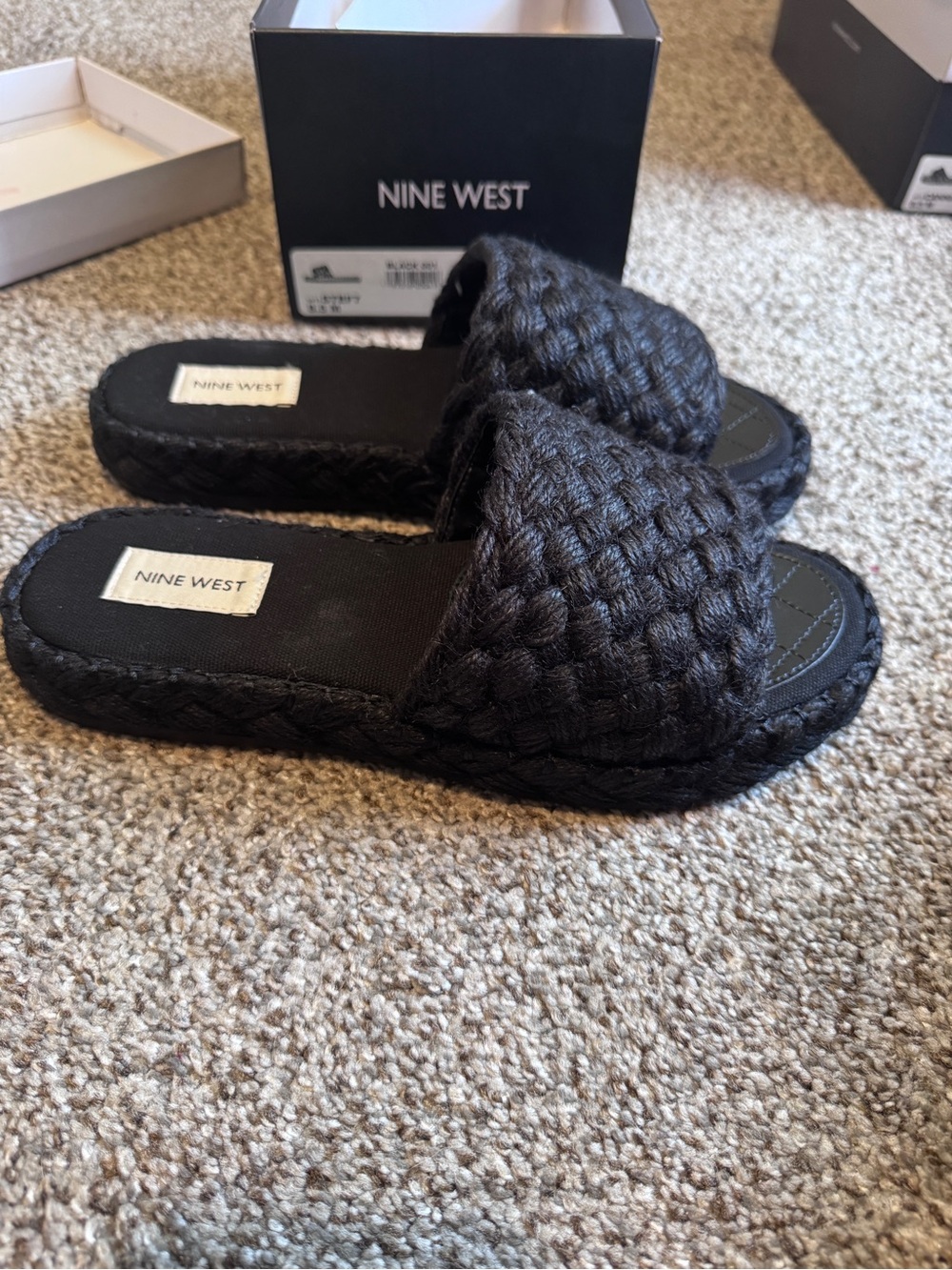 Nine West Black Braided Slide Mules